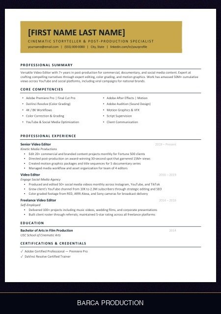 video-editor-resume template preview